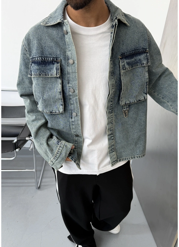 Mavi Eskitme Aksesuar Detay Denim Ceket