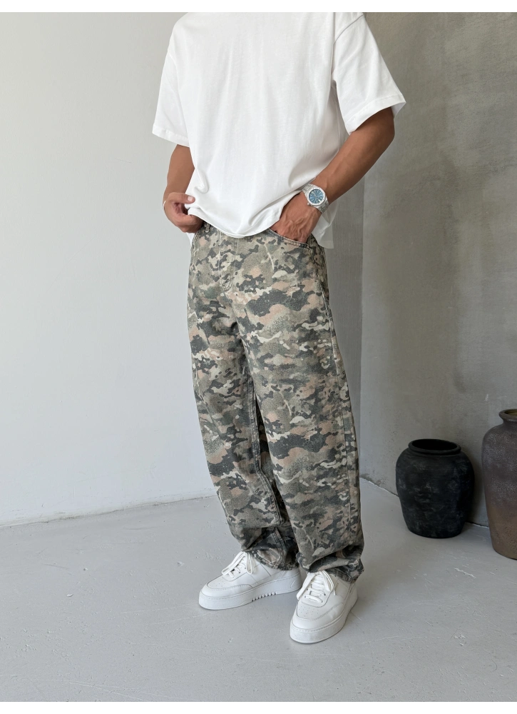 Premium Kamuflaj Süper Baggy Jean
