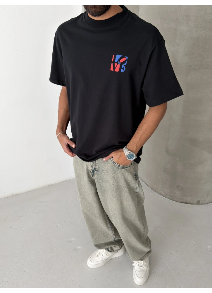 Siyah Love Oversize T-shirt