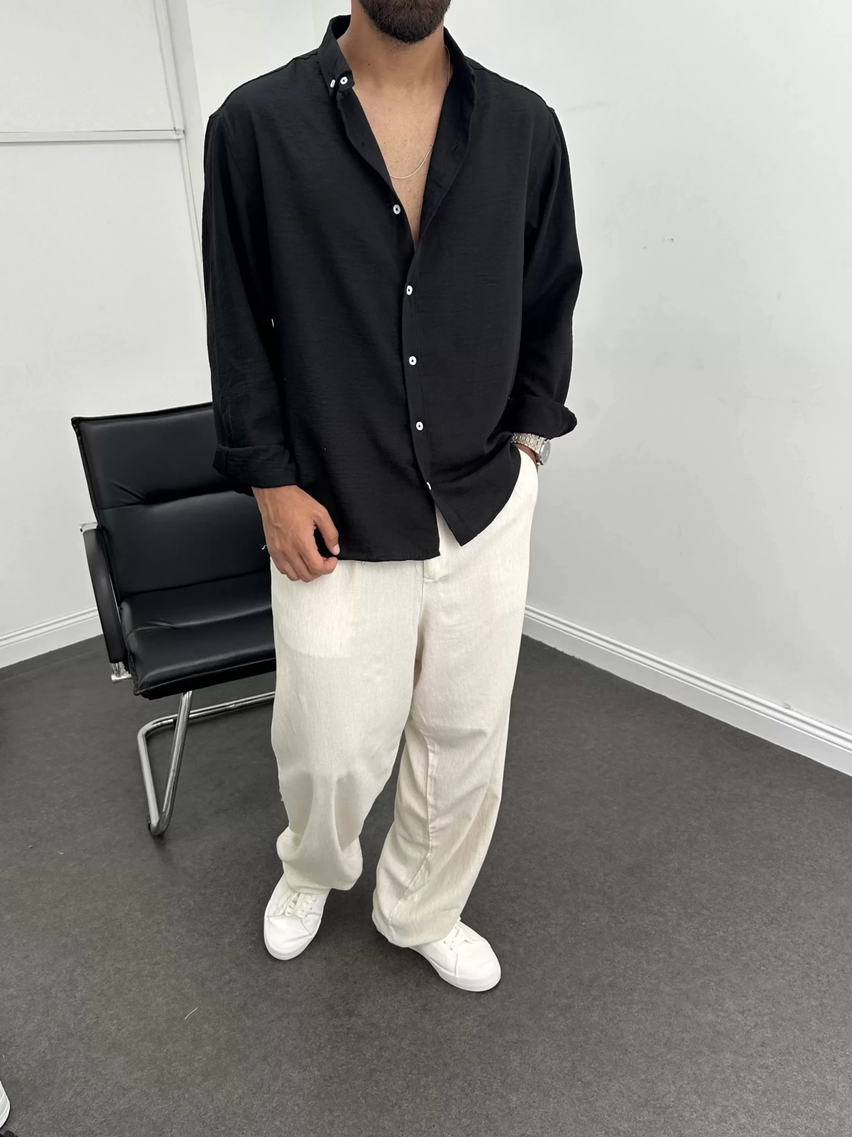 Siyah Premium Oversize Gömlek
