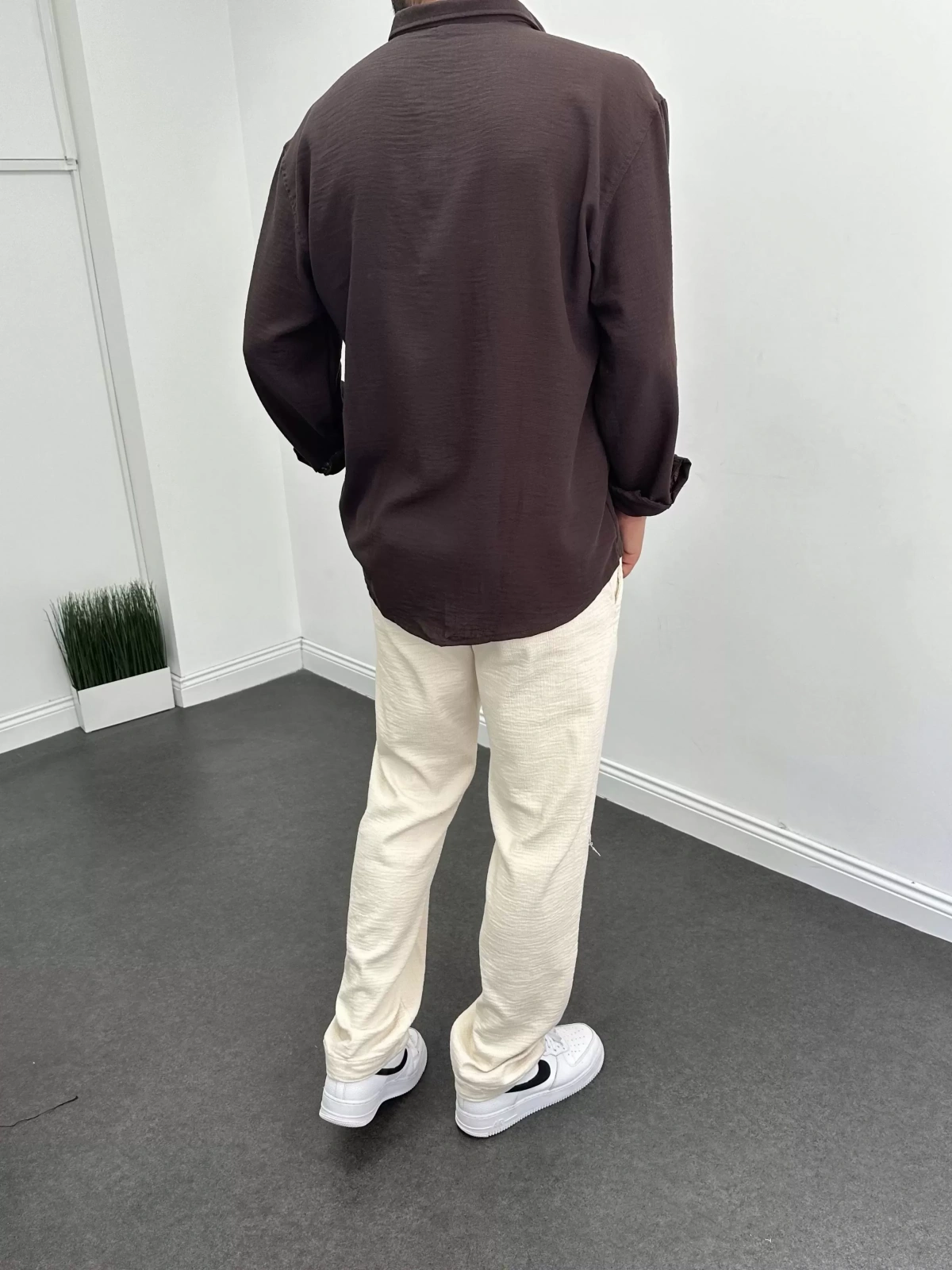 Kahve Premium Oversize Gömlek