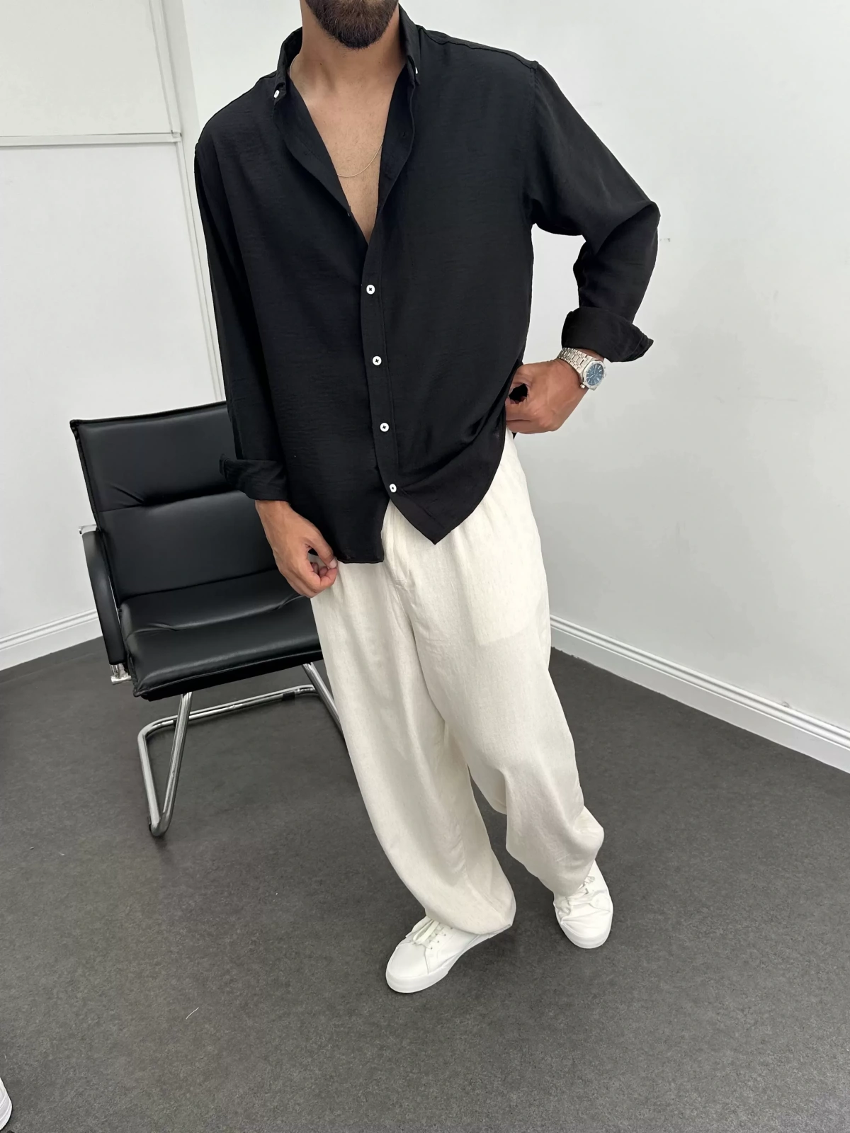 Siyah Premium Oversize Gömlek