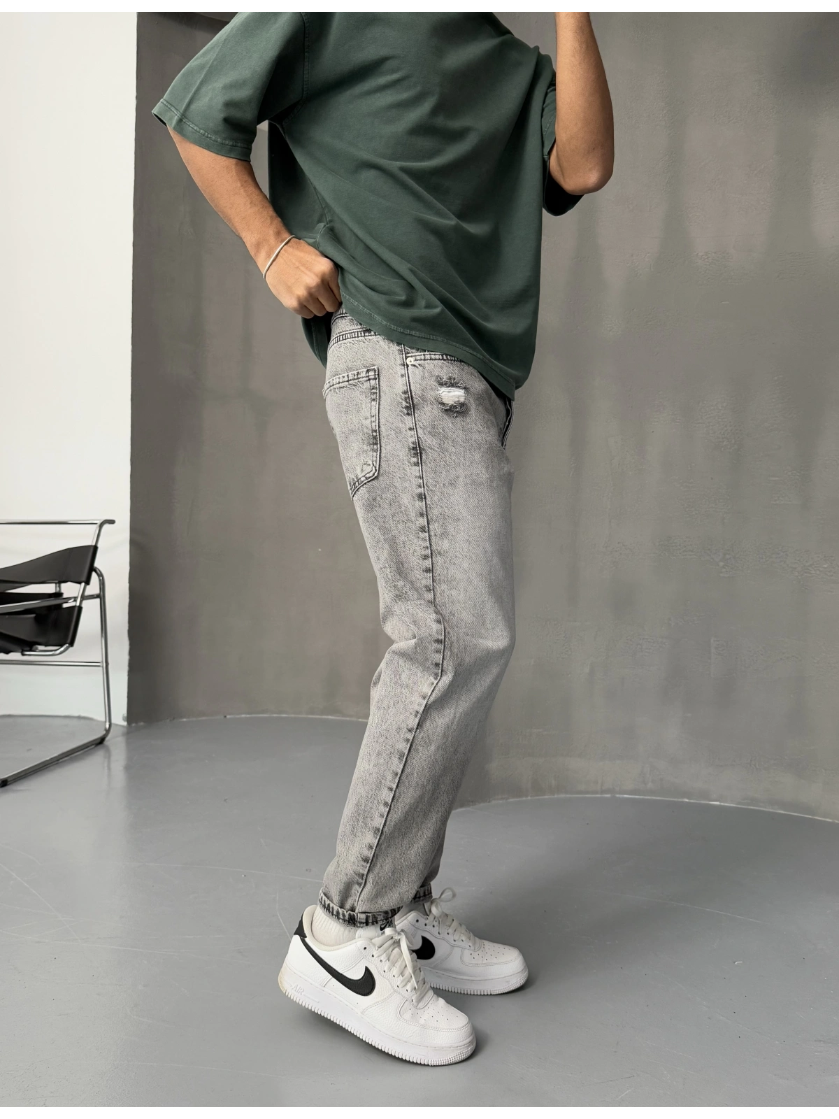 Antrasit Boyfriend Bol Kalıp Jean