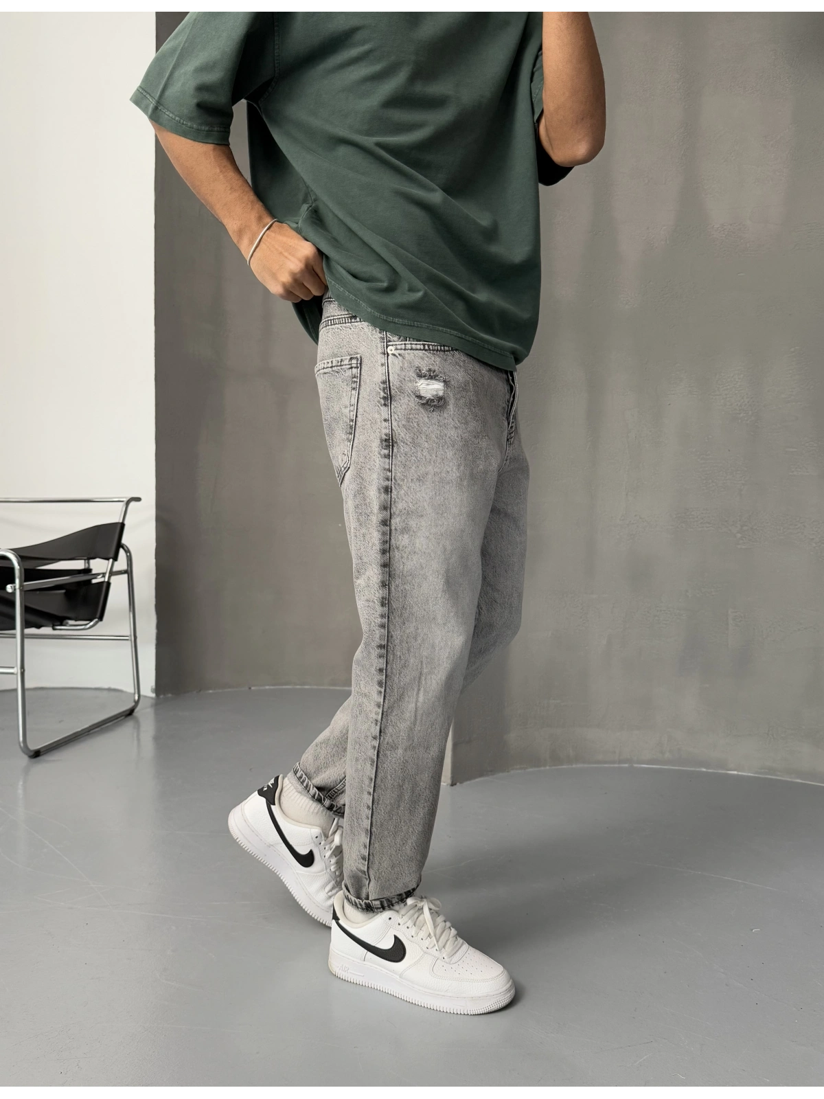 Antrasit Boyfriend Bol Kalıp Jean