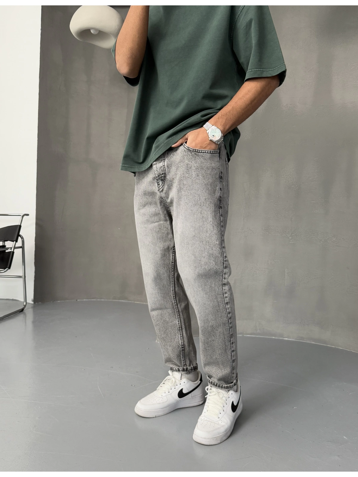 Antrasit Boyfriend Bol Kalıp Jean