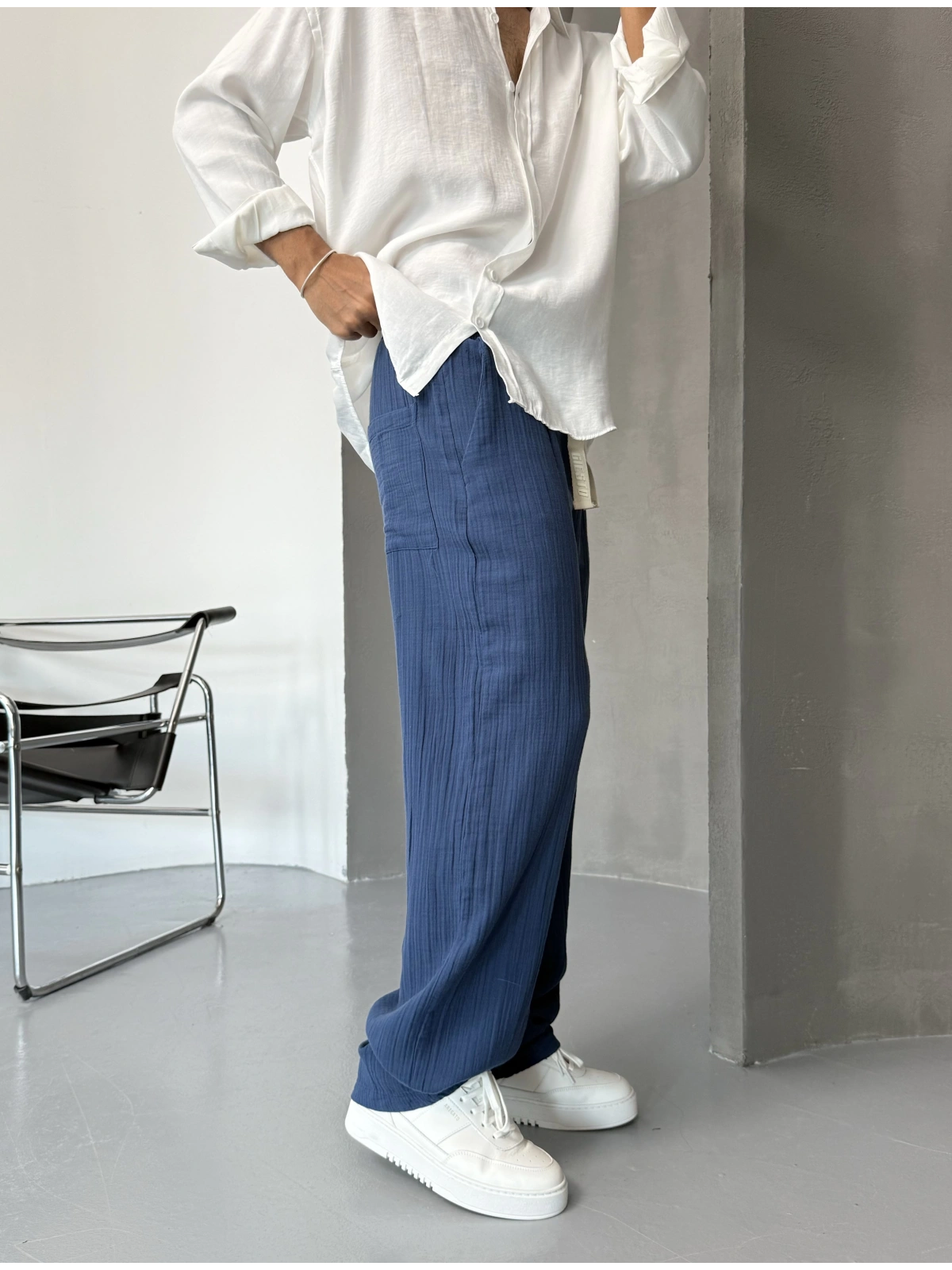 İndigo Müslin Kumaş Baggy