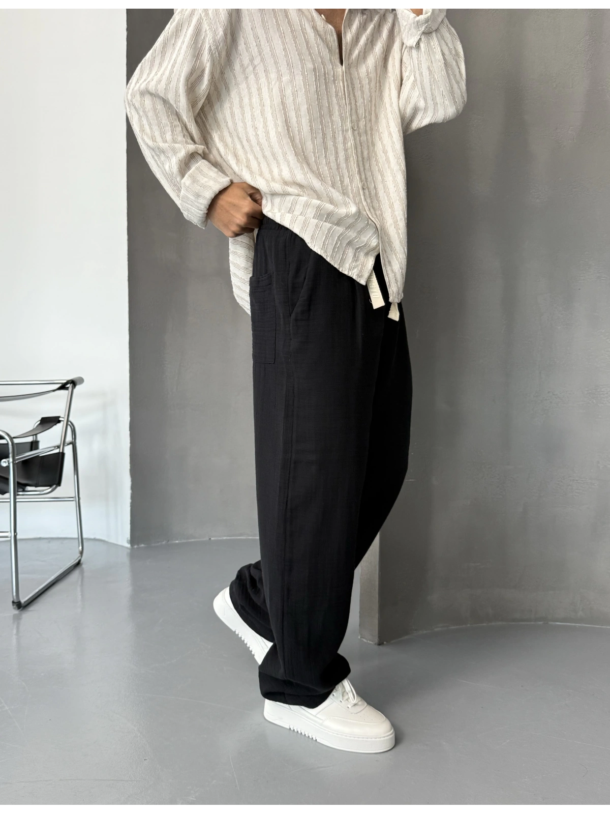 Siyah Müslin Kumaş Baggy