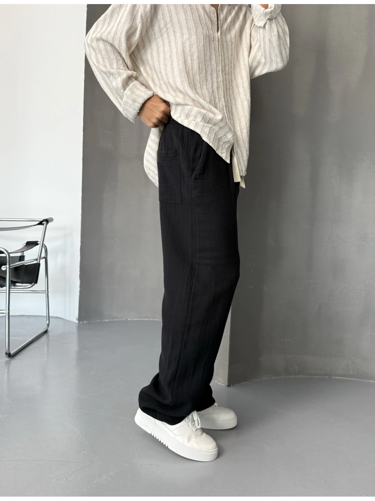 Siyah Müslin Kumaş Baggy