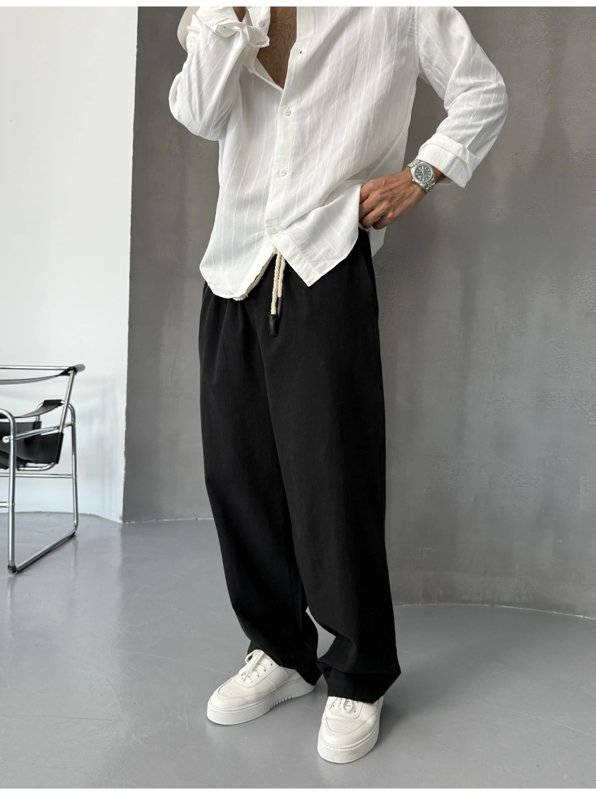 Keten Siyah Bol Kalıp Baggy