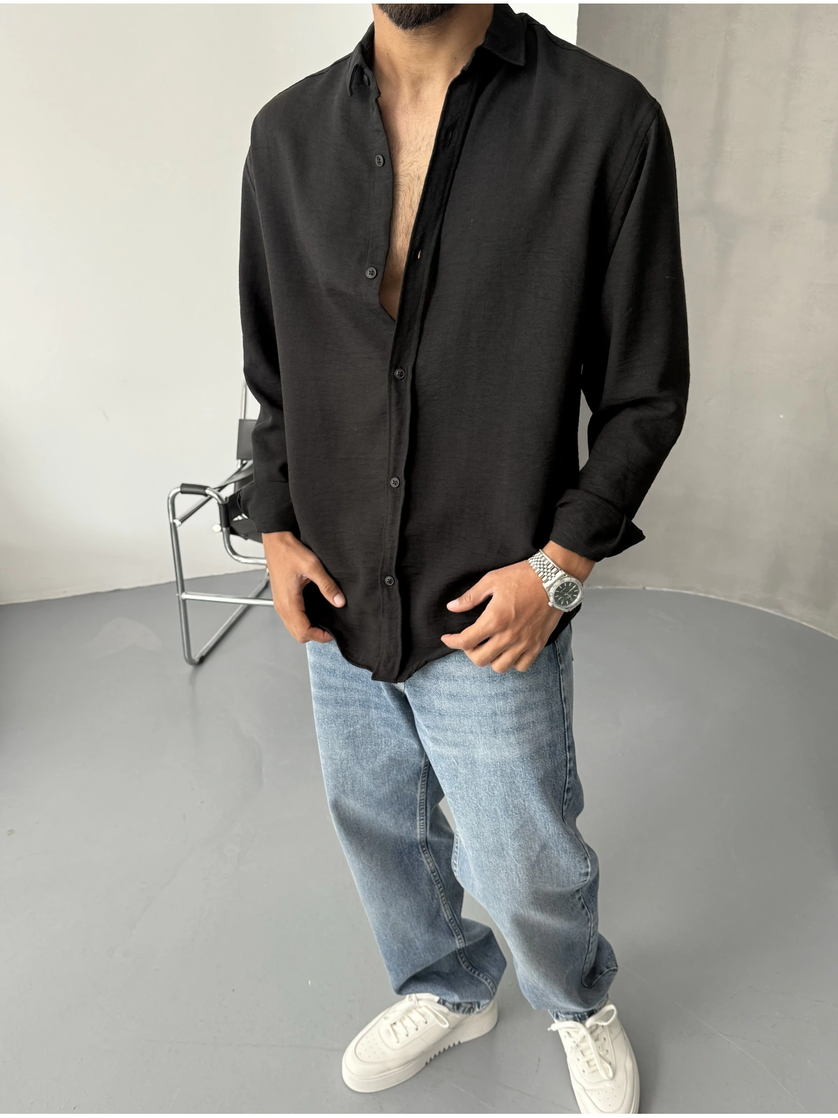 Siyah Premium Oversize Gömlek