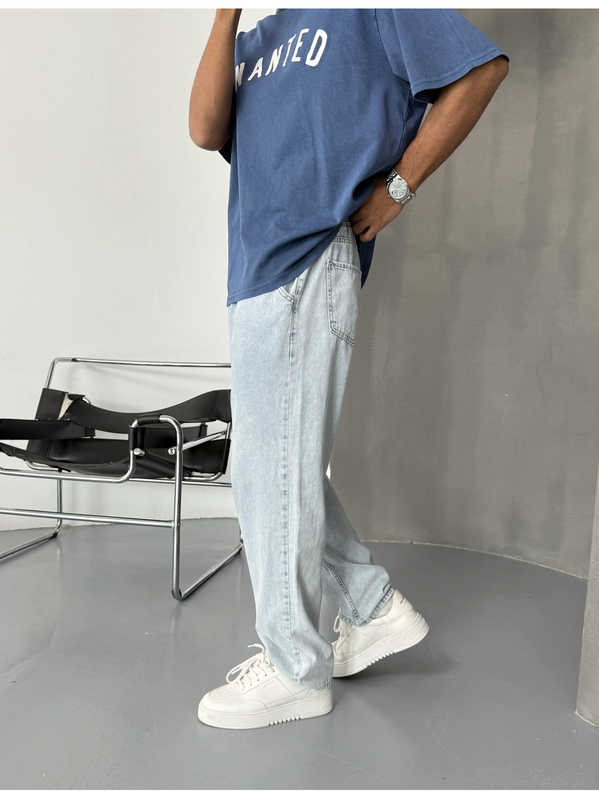 Buz Mavi Bol Kalıp Relaxed Baggy