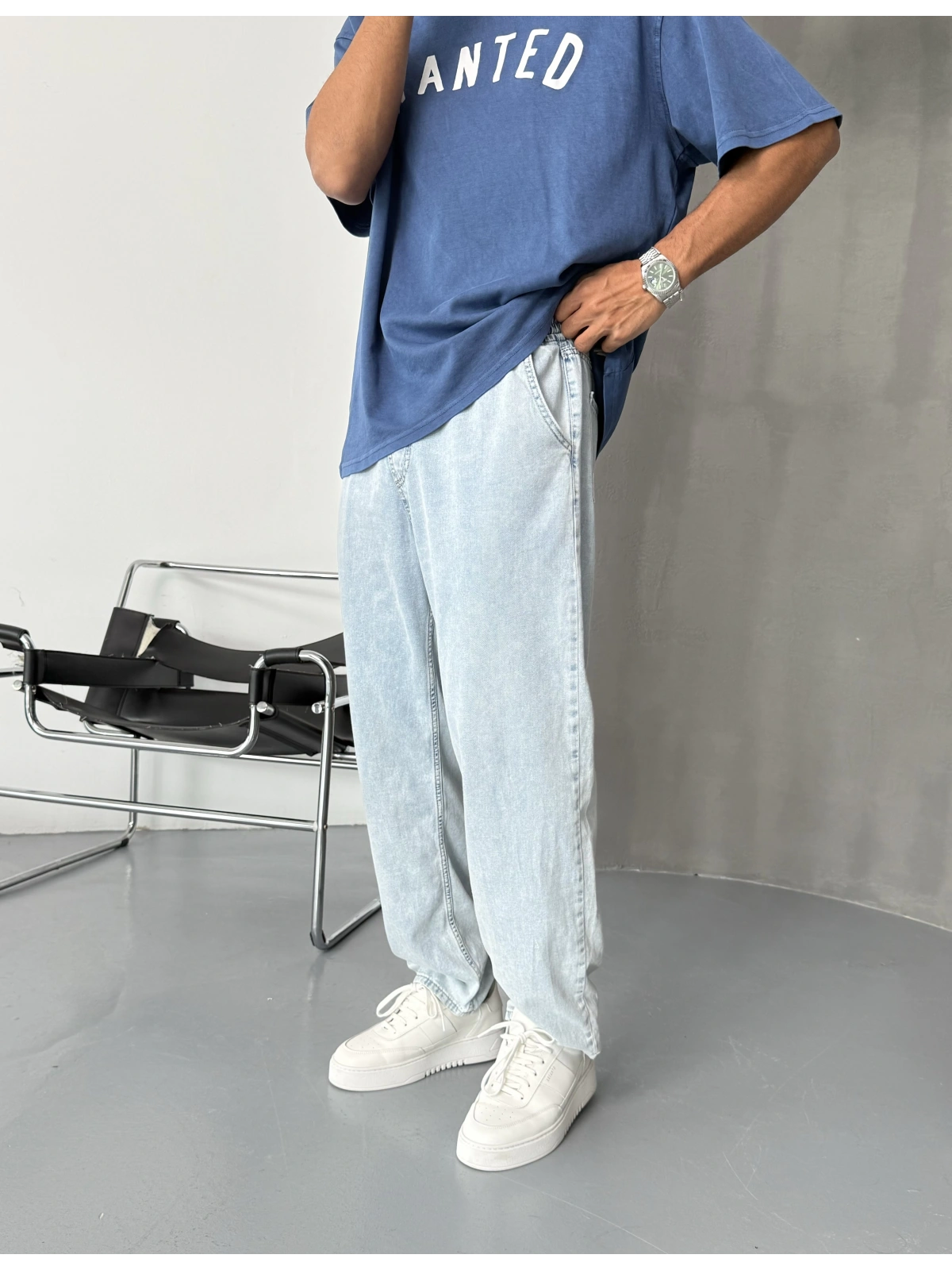 Buz Mavi Bol Kalıp Relaxed Baggy