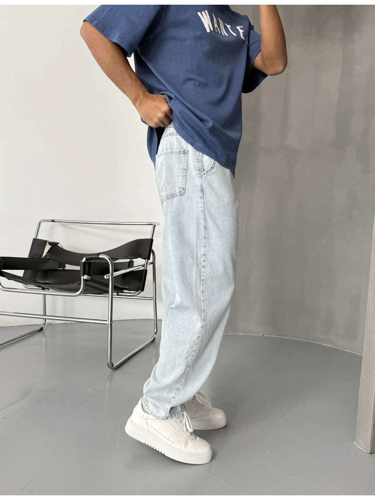 Buz Mavi Bol Kalıp Relaxed Baggy