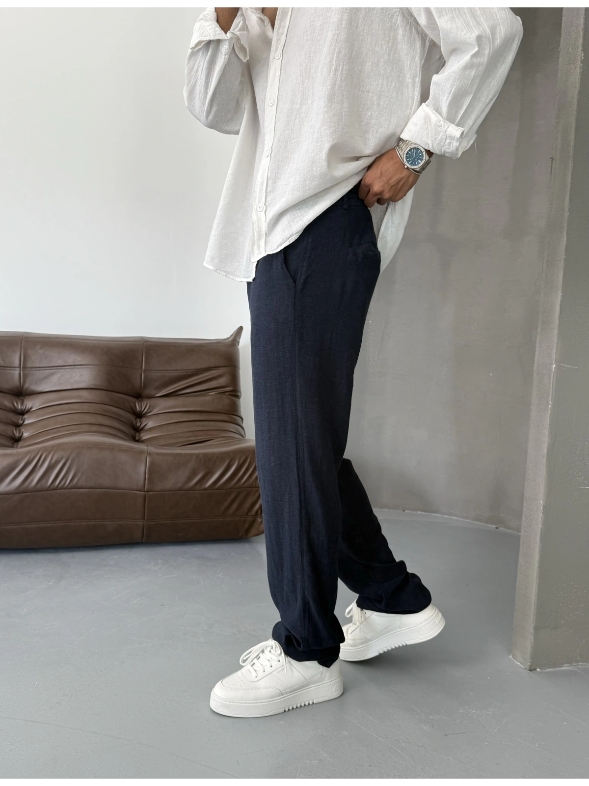 Lacivert Viskon Keten Baggy