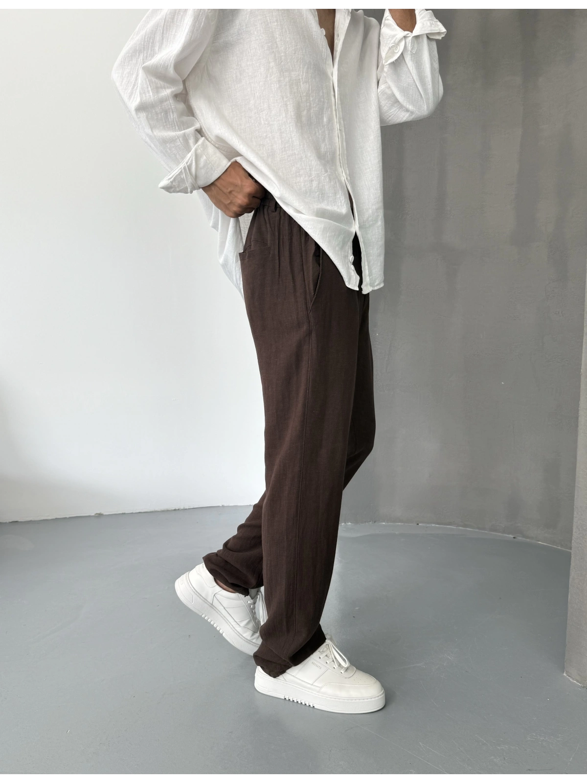 Kahve Viskon Keten Baggy