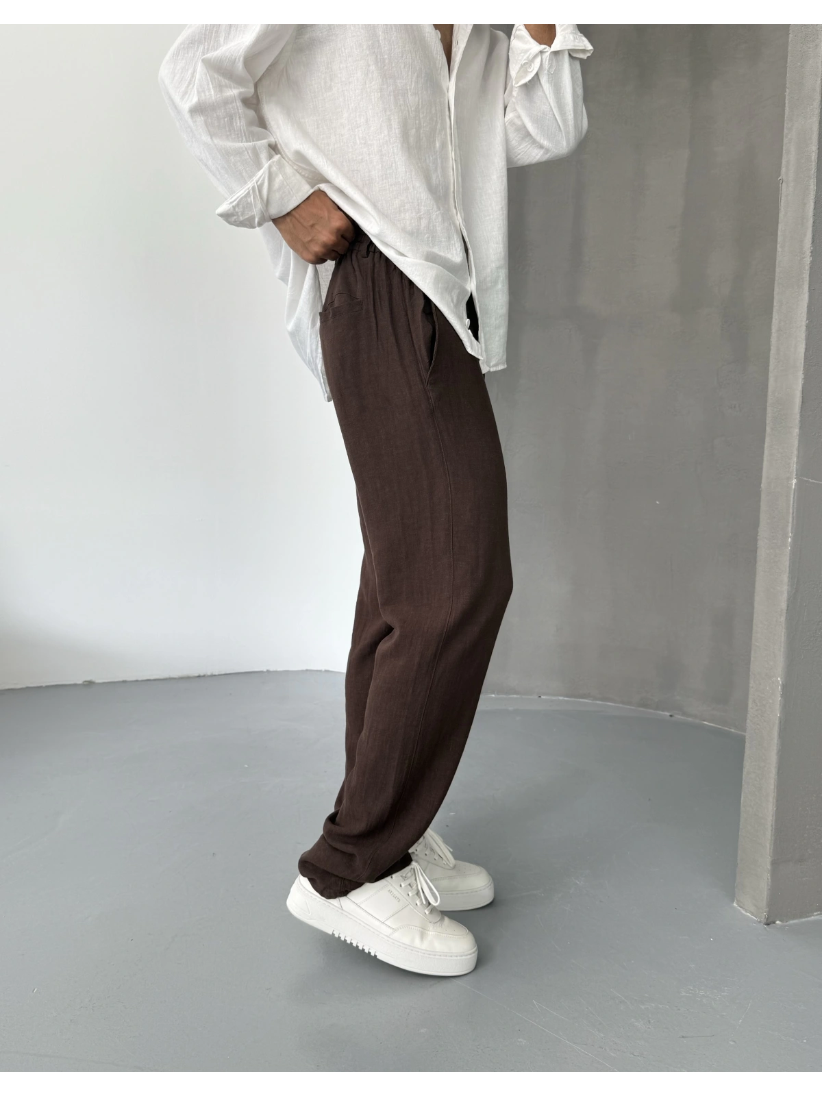 Kahve Viskon Keten Baggy
