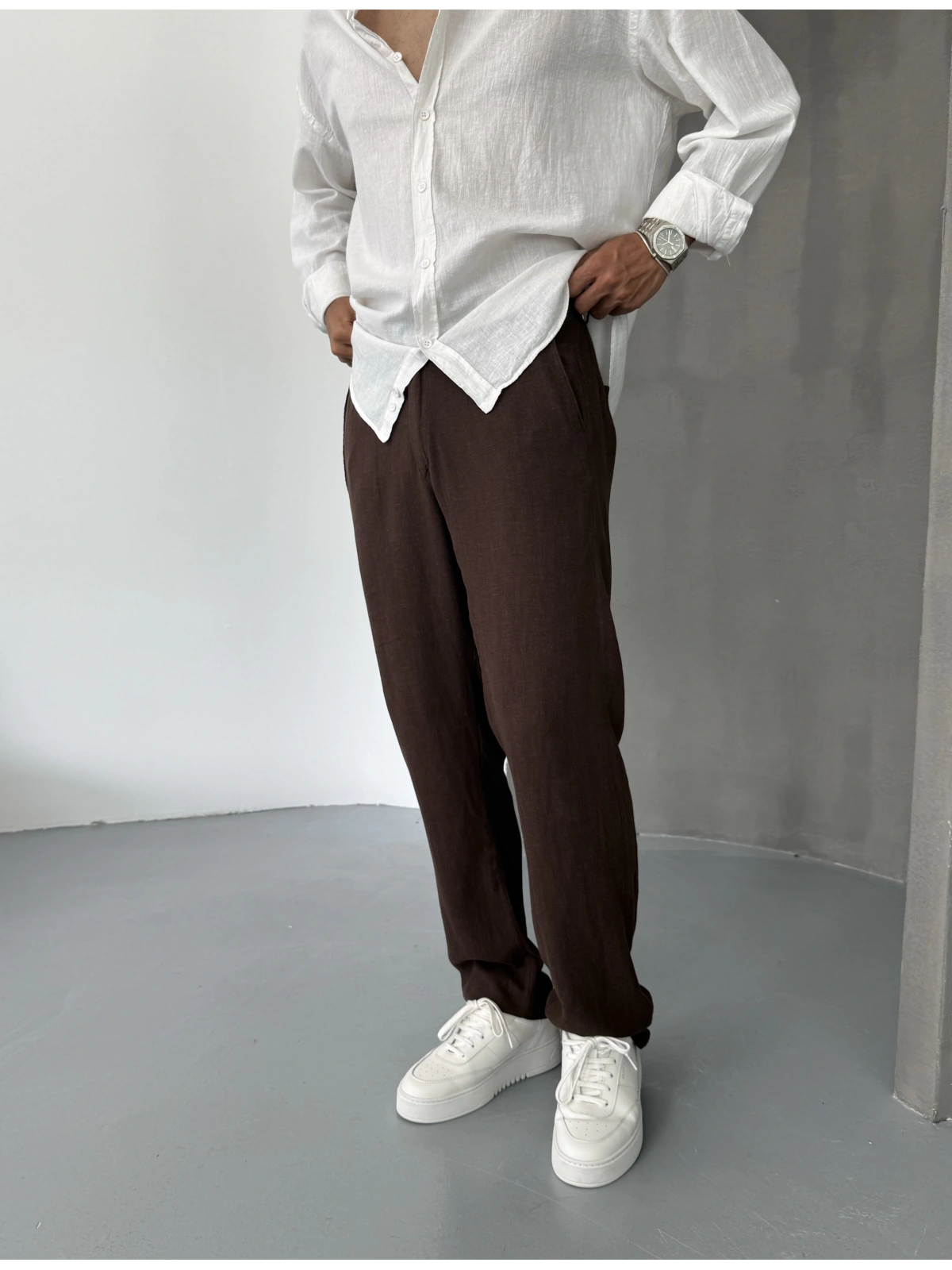Kahve Viskon Keten Baggy