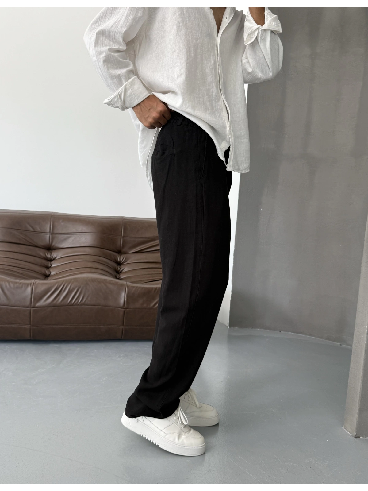 Siyah Viskon Keten Baggy