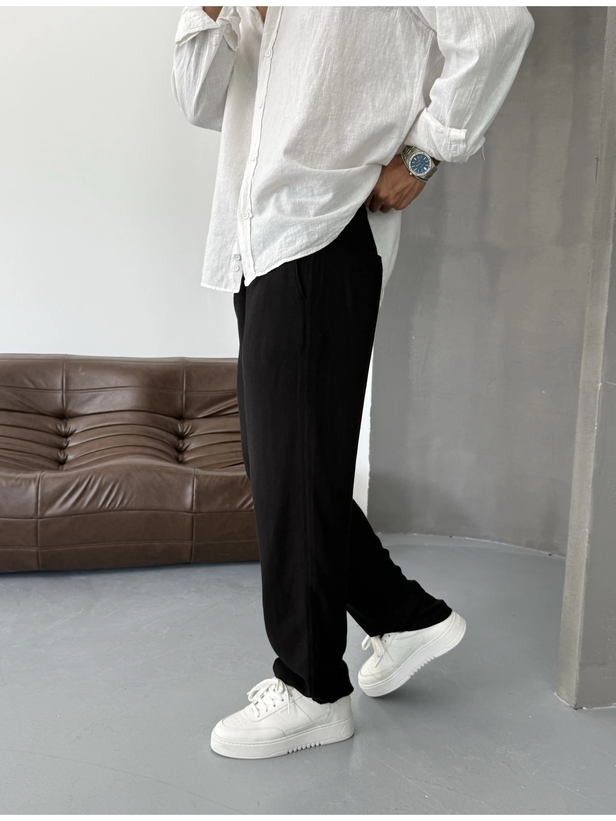 Siyah Viskon Keten Baggy