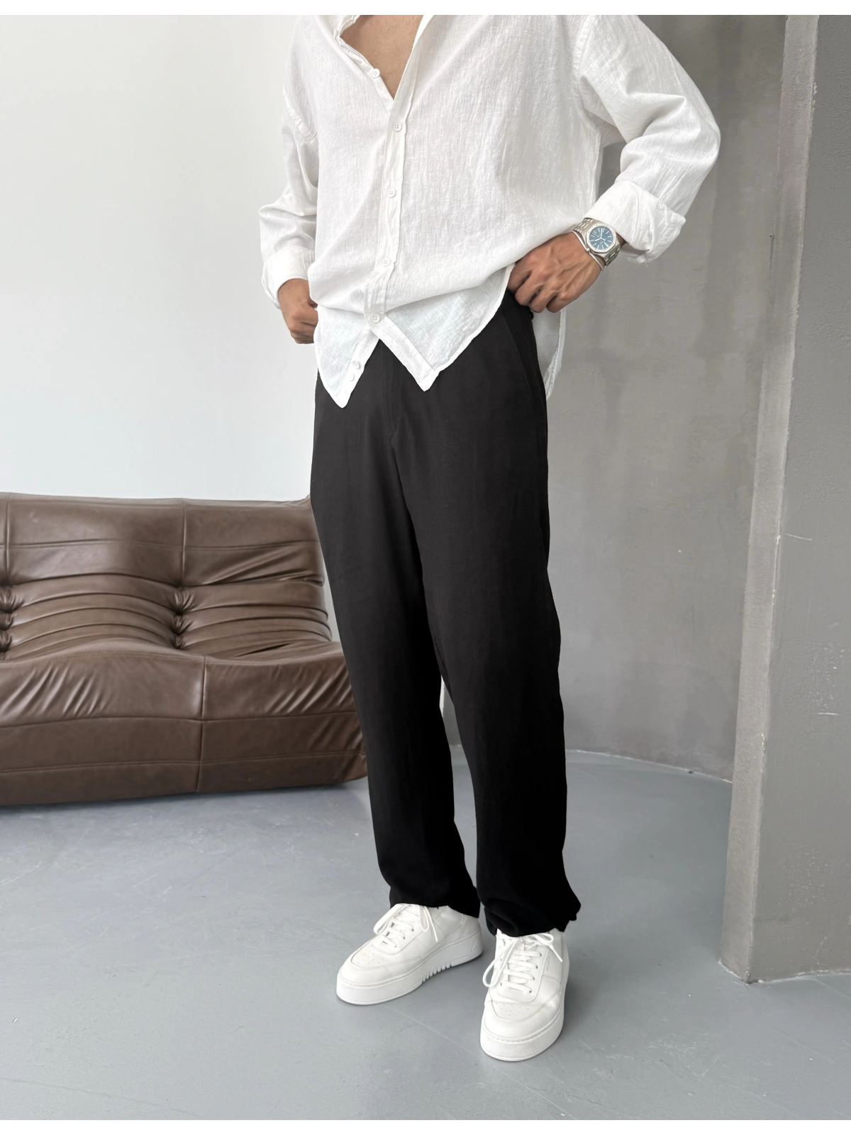 Siyah Viskon Keten Baggy