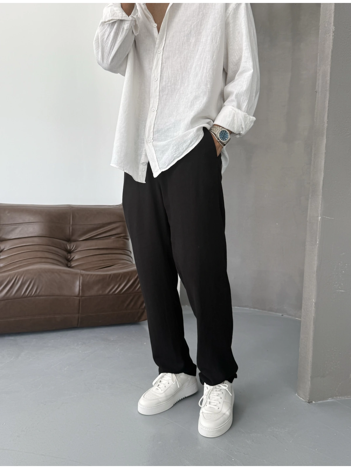 Siyah Viskon Keten Baggy
