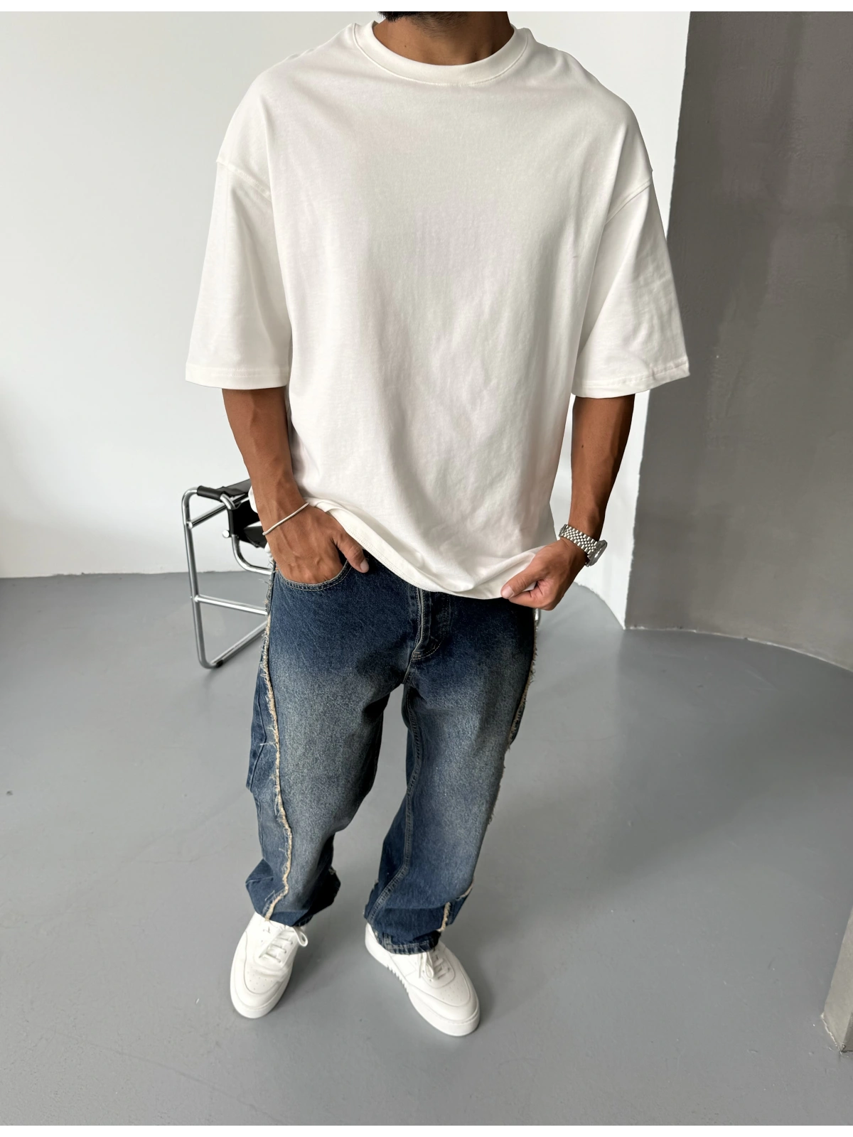 Beyaz Basic Oversize T-Shirt