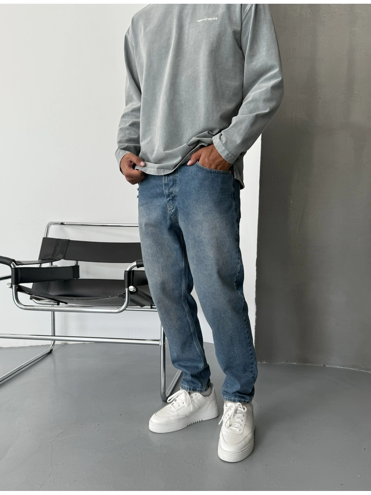 Eskitme Mavi Denim Boyfriend