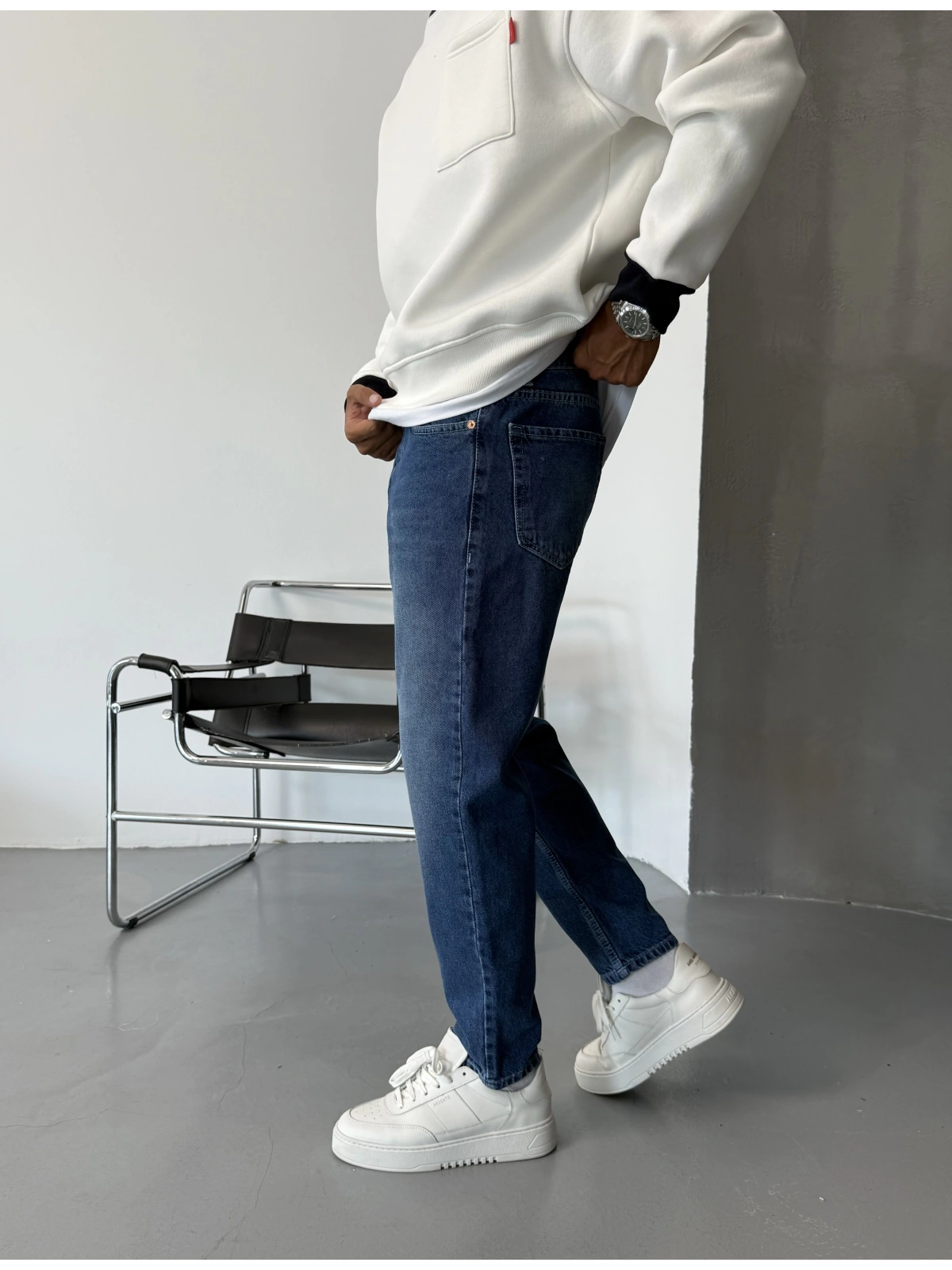 Koyu Mavi Denim Boyfriend