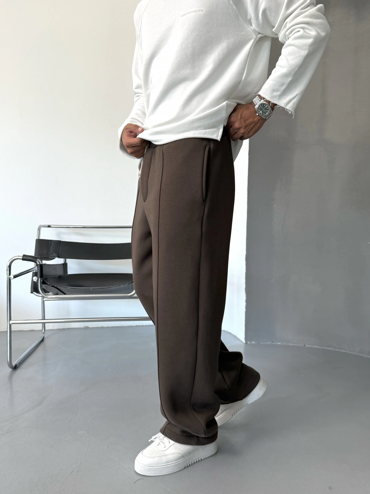 Kahve Aksesuar Detay Bol Kalıp Baggy Eşofman
