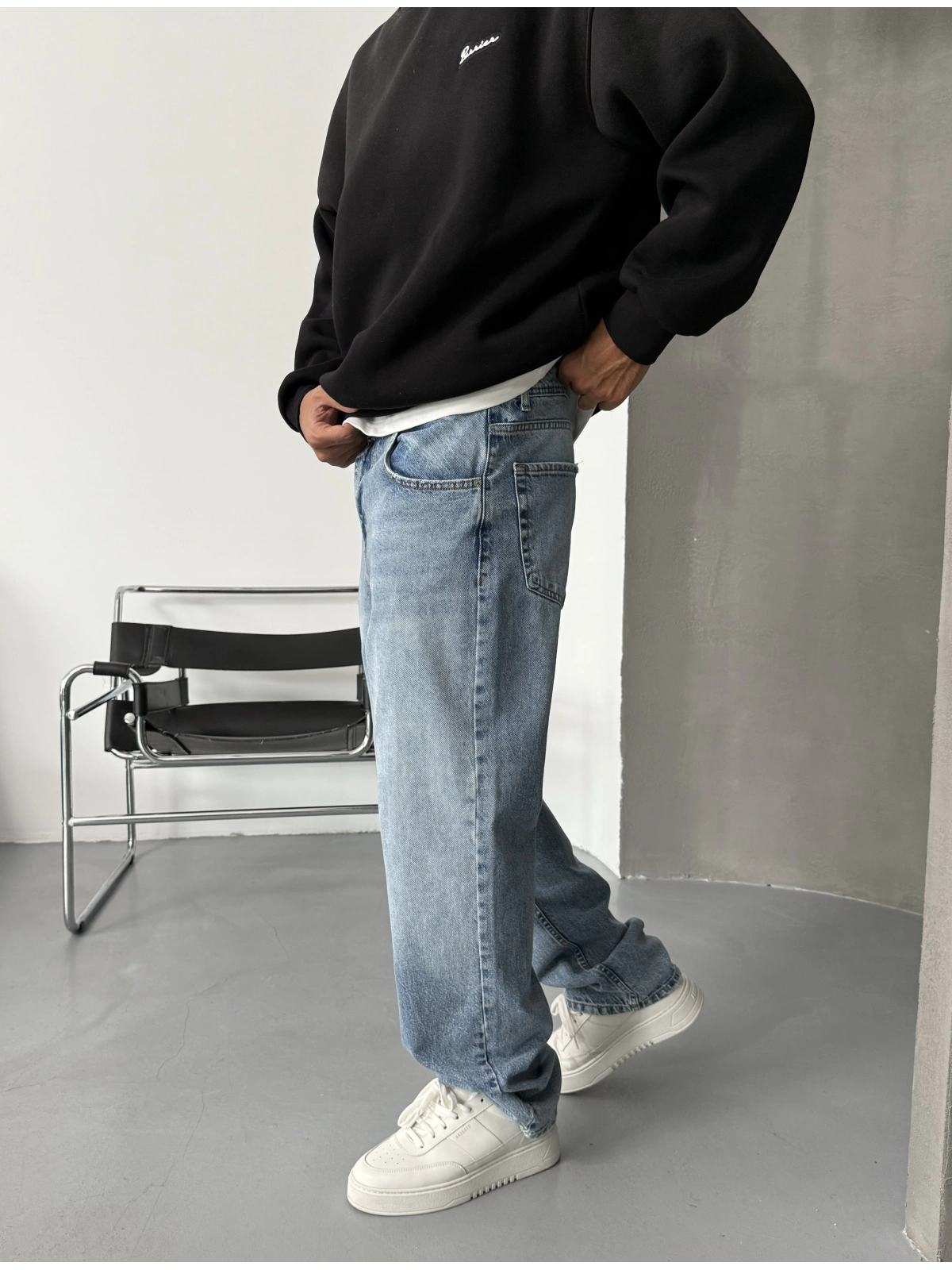 Buz Mavi Denim Baggy Jean