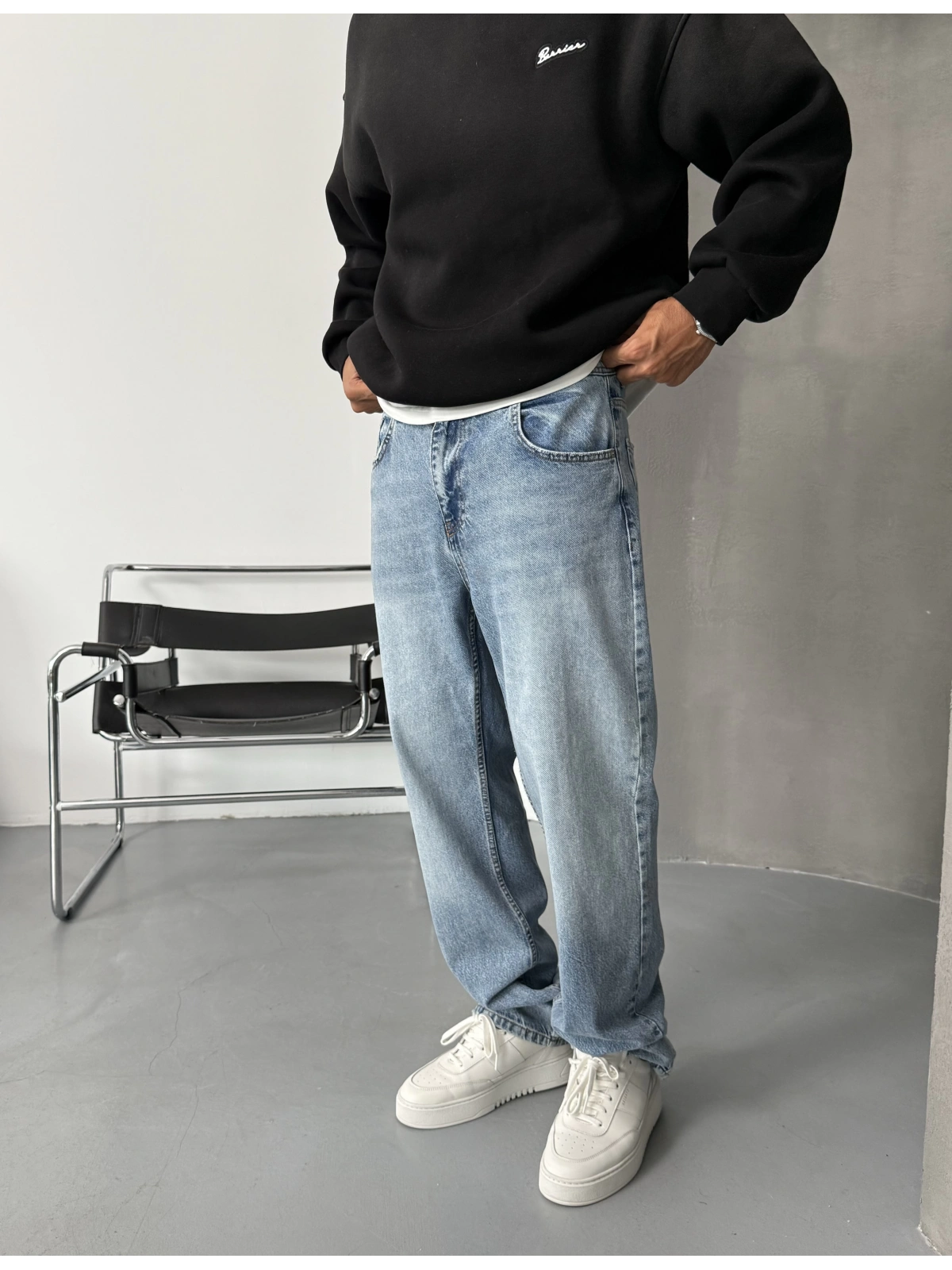 Buz Mavi Denim Baggy Jean