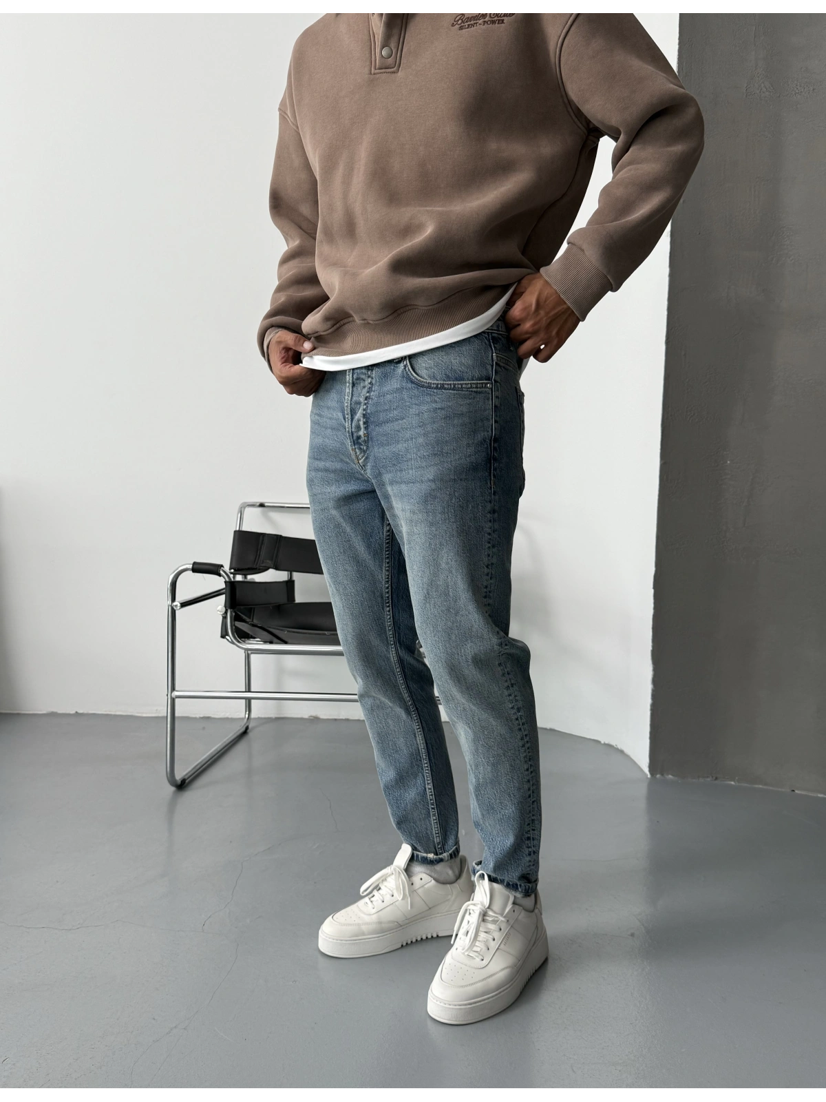 Mavi Yıkamalı Denim Boyfriend