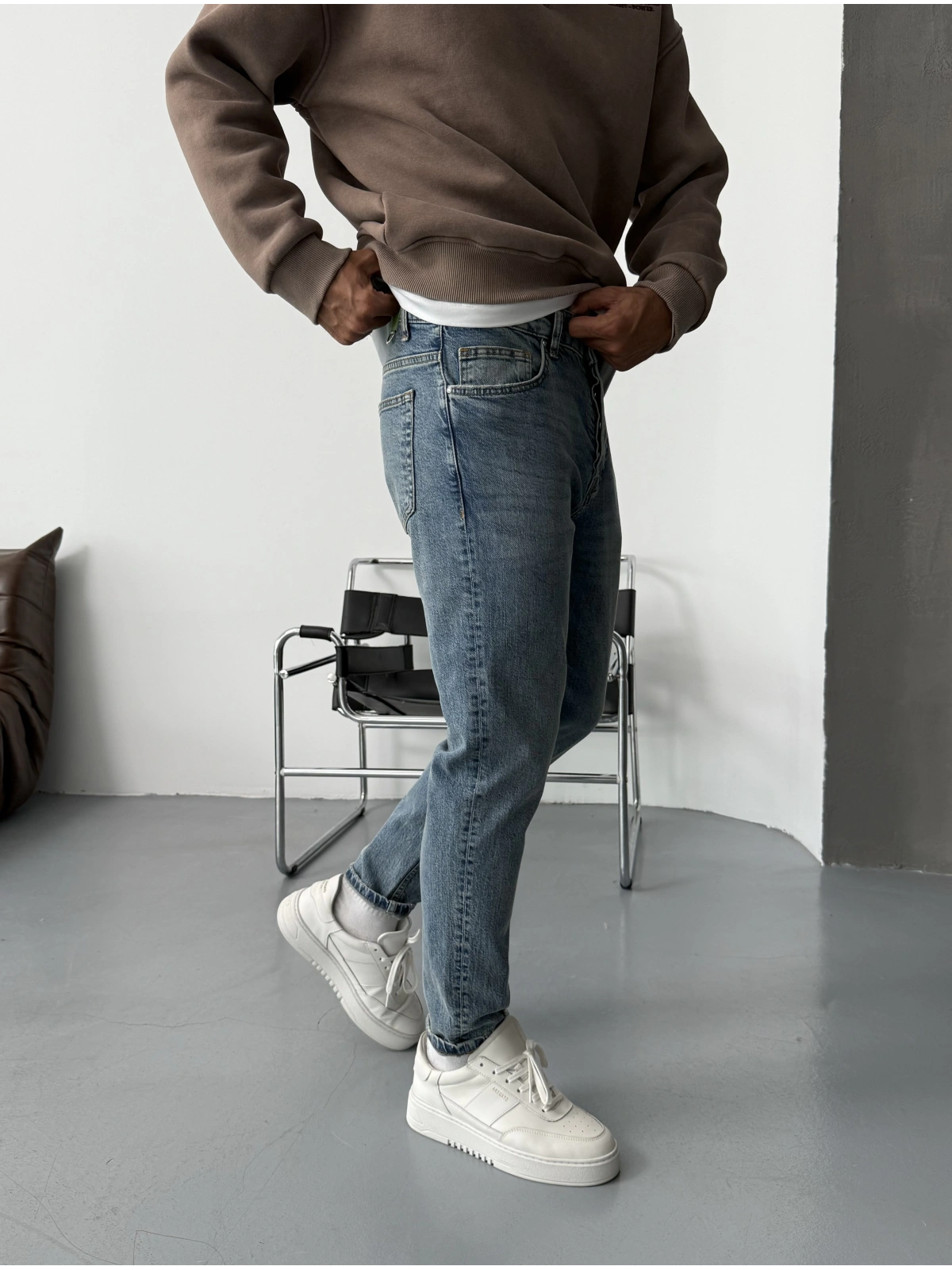 Mavi Yıkamalı Denim Boyfriend