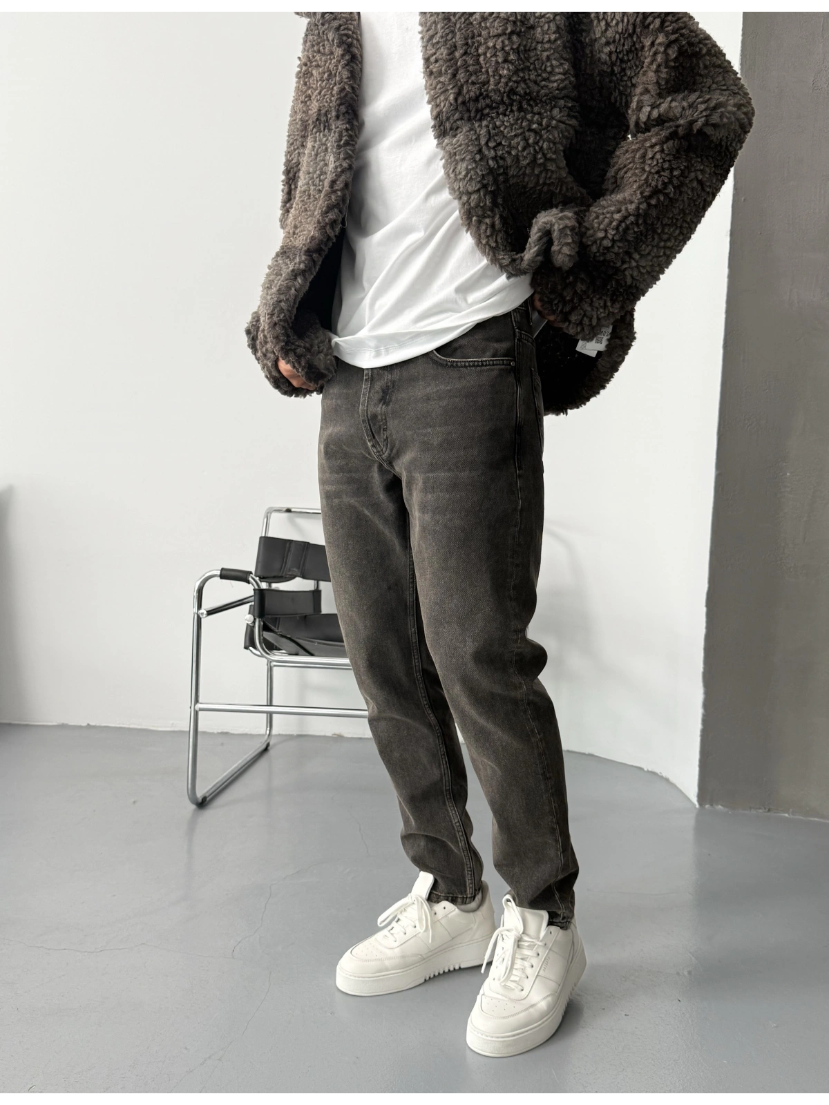 Kahve Eskitme Denim Boyfriend