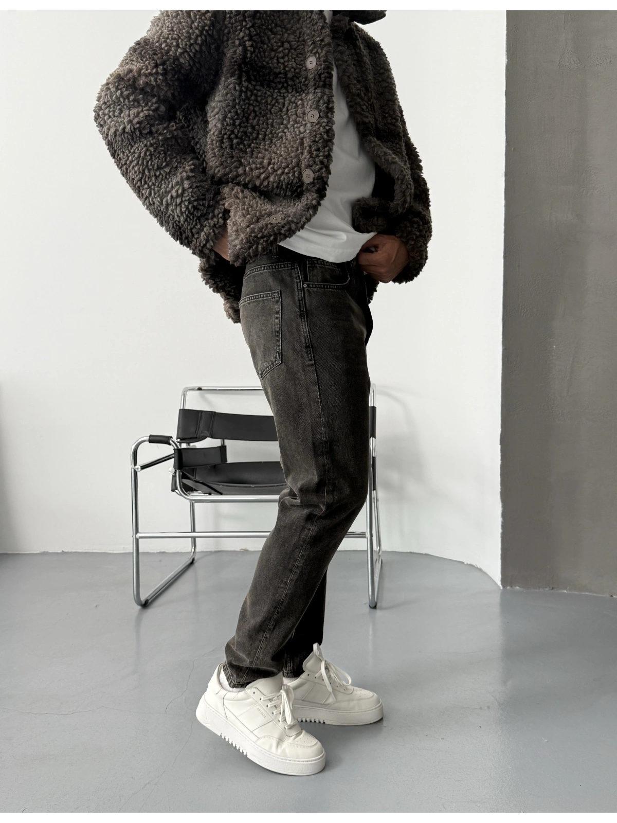 Kahve Eskitme Denim Boyfriend