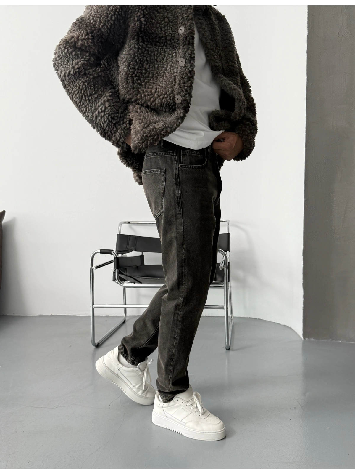 Kahve Eskitme Denim Boyfriend