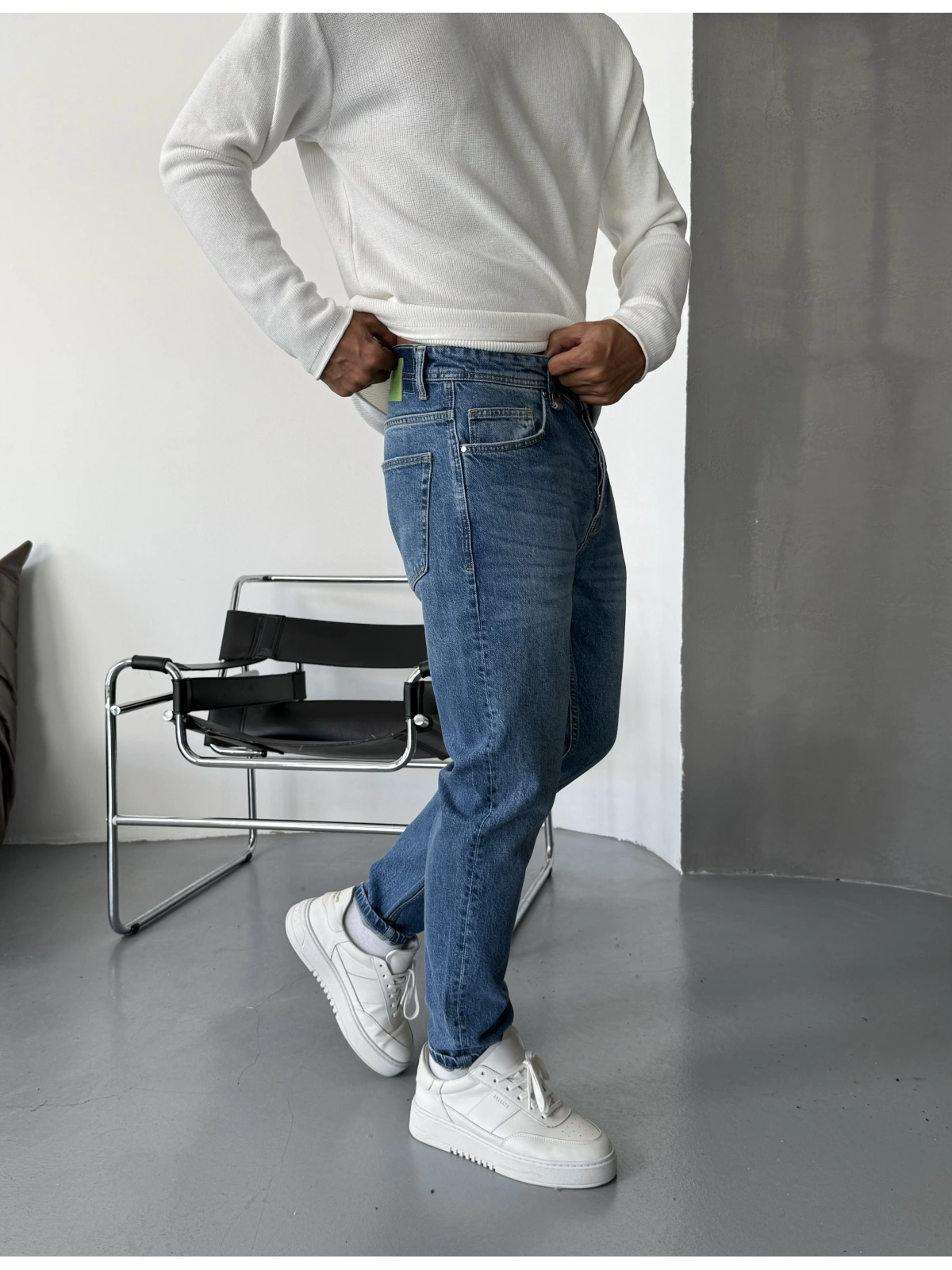 Premium Mavi Yıkamalı Denim Boyfriend