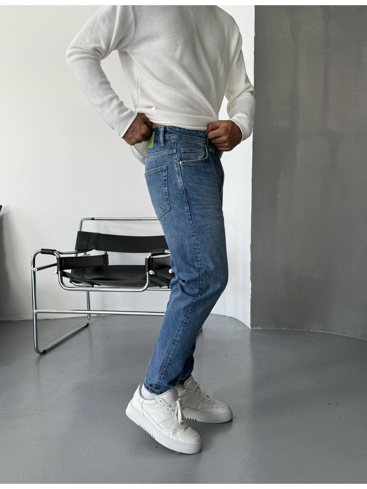 Premium Mavi Yıkamalı Denim Boyfriend