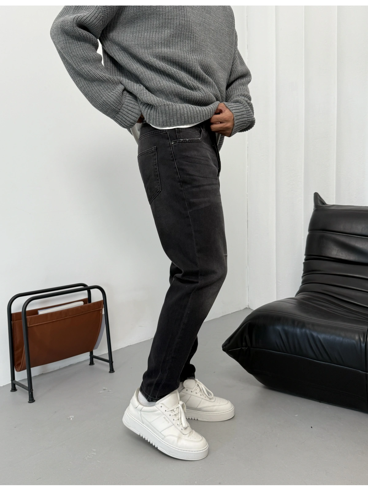 Antrasit Yıkamalı Boyfriend Jean