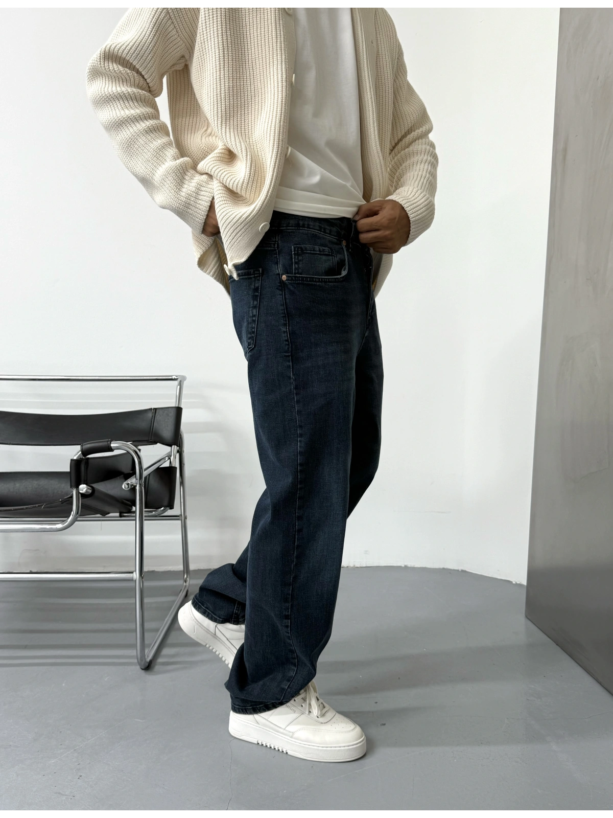 Eskitme Koyu Mavi Baggy Jean