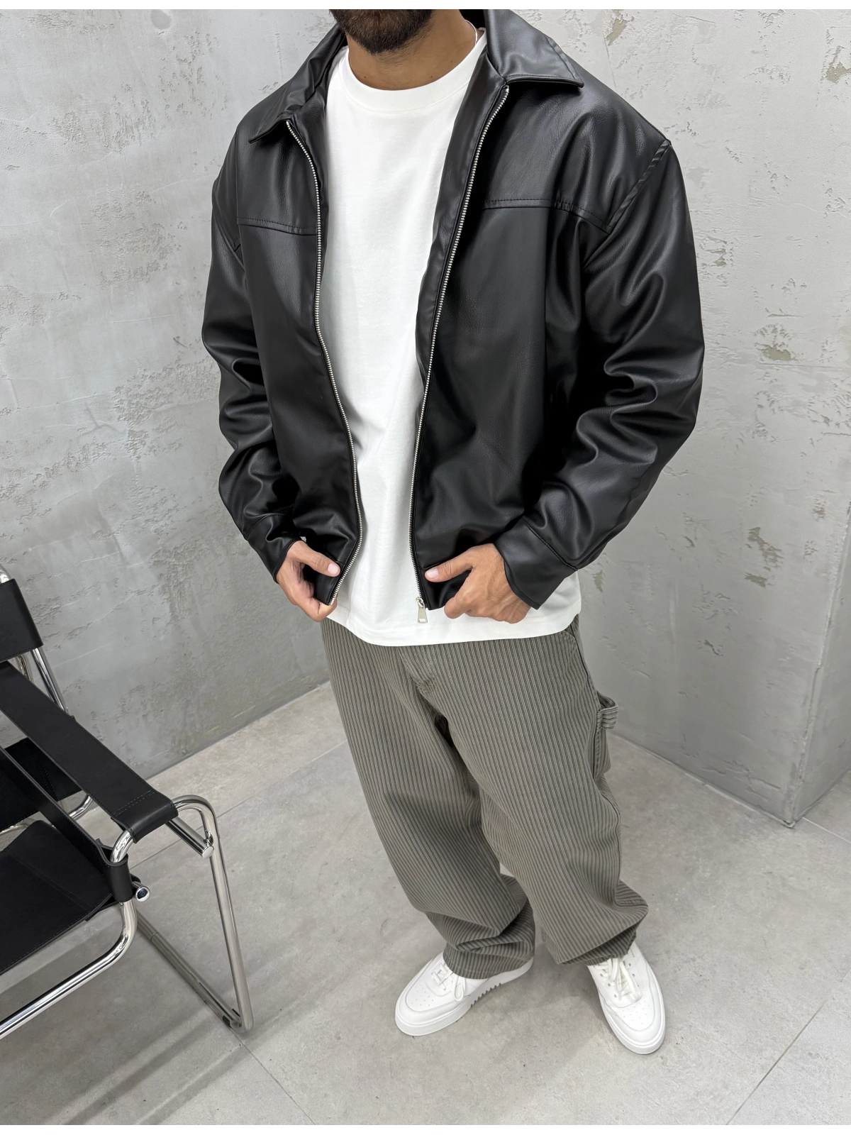 Siyah Premium Oversize Deri Ceket