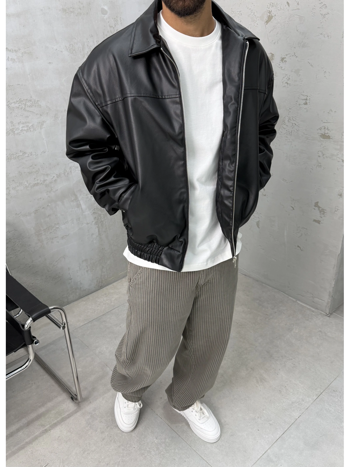 Siyah Premium Oversize Deri Ceket