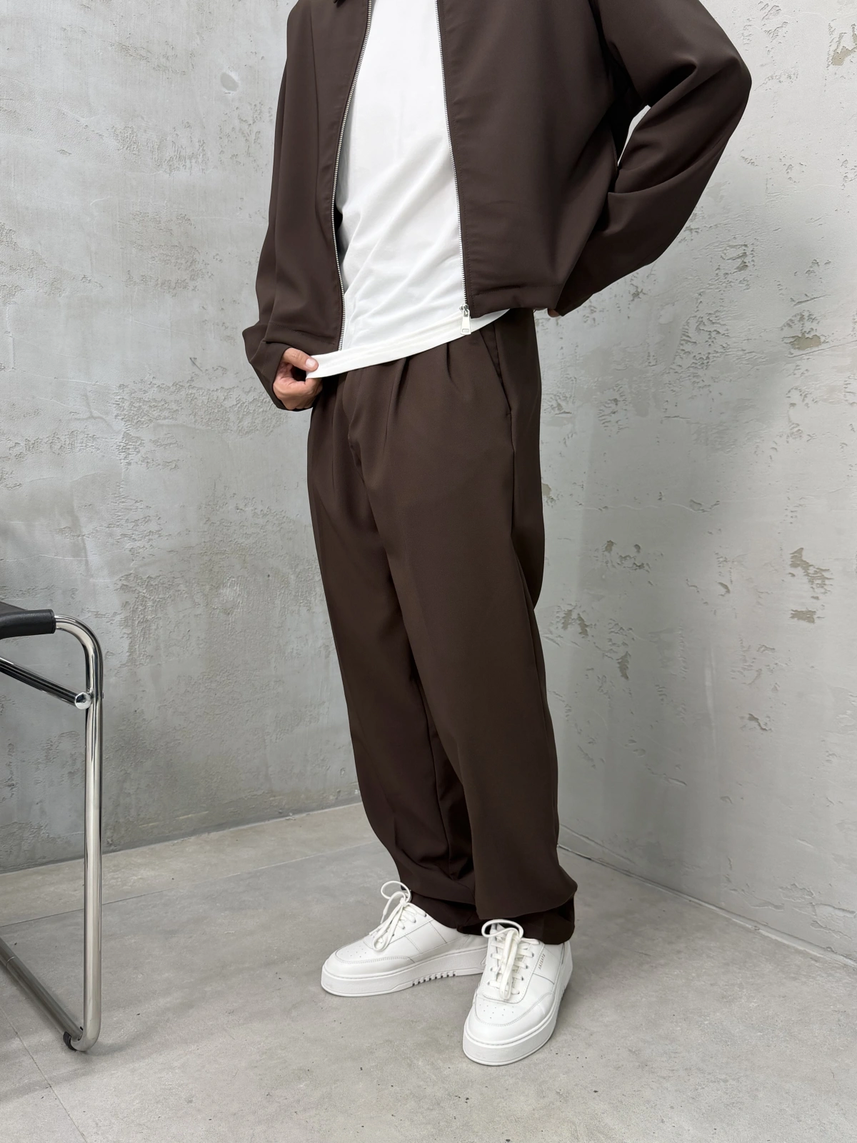 Kahve Premium Kumaş Casual Takım