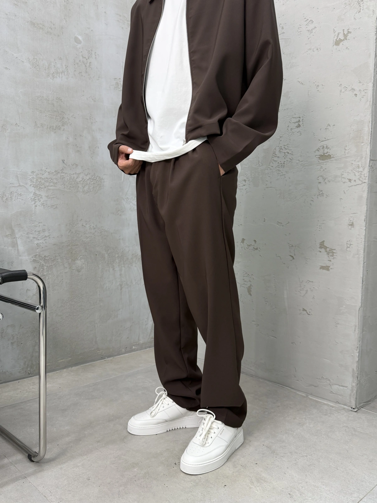 Kahve Premium Kumaş Casual Takım