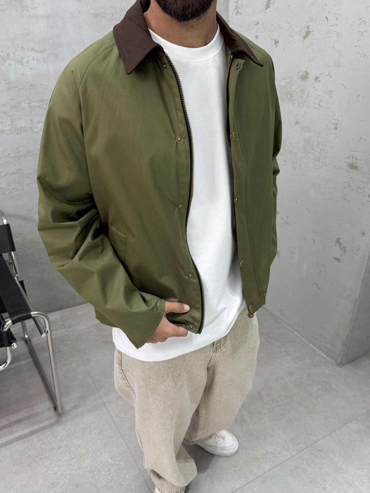 Yeşil Oversize Yaka Detay Ceket