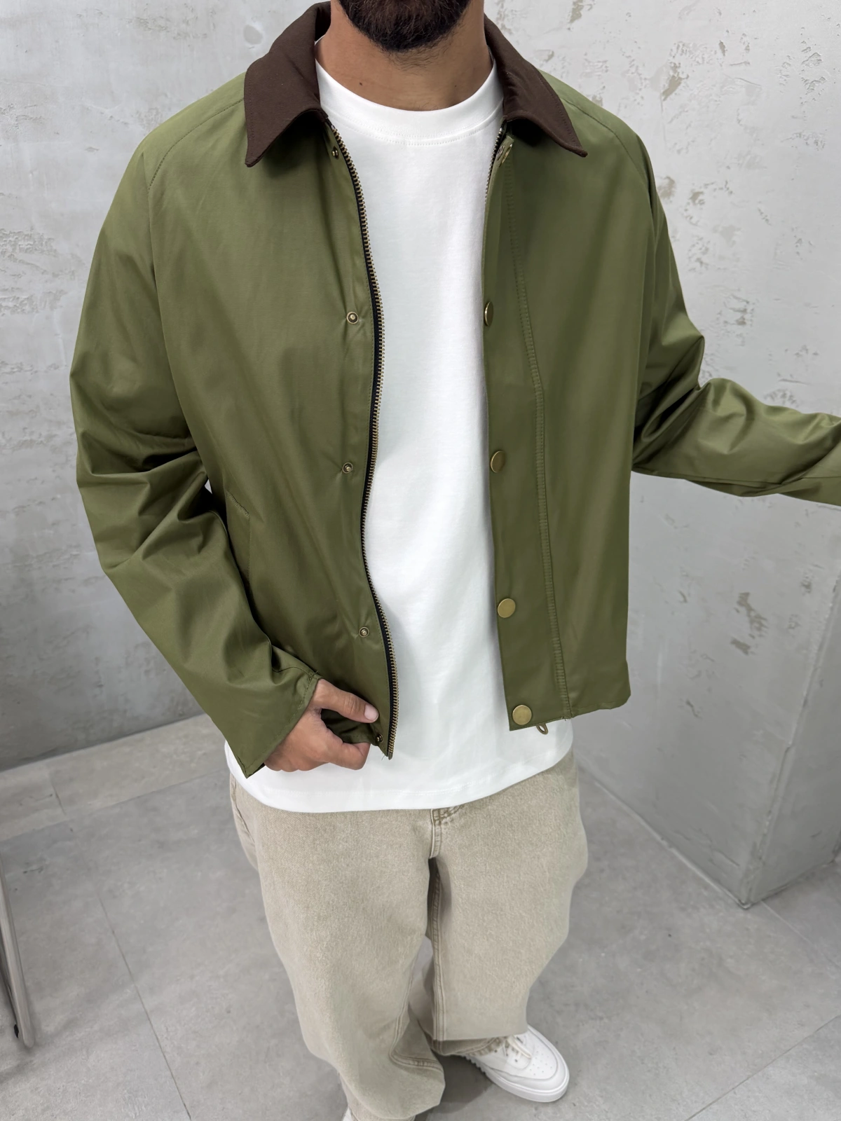 Yeşil Oversize Yaka Detay Ceket