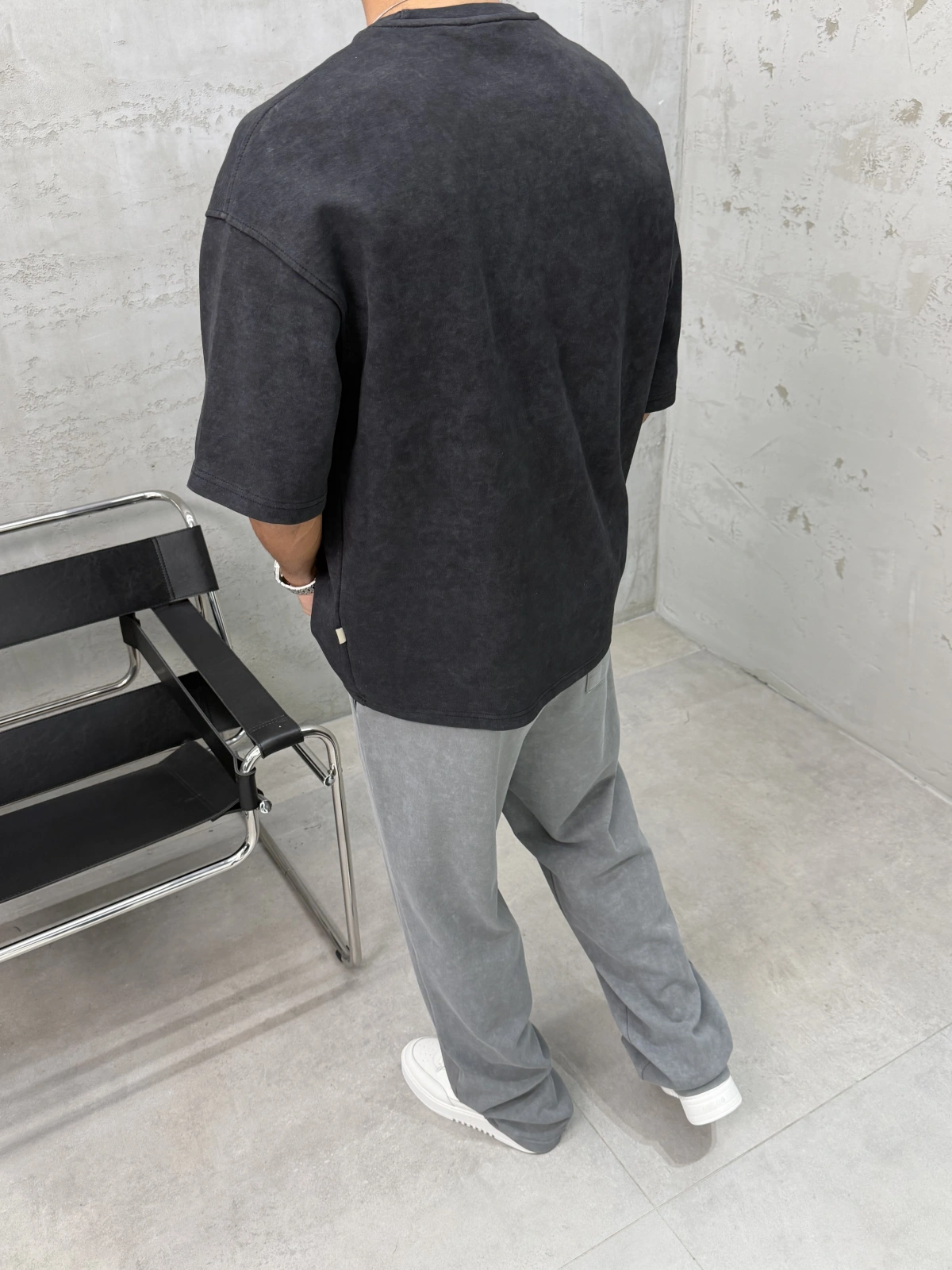 Siyah Yıkamalı Oversize T-Shirt