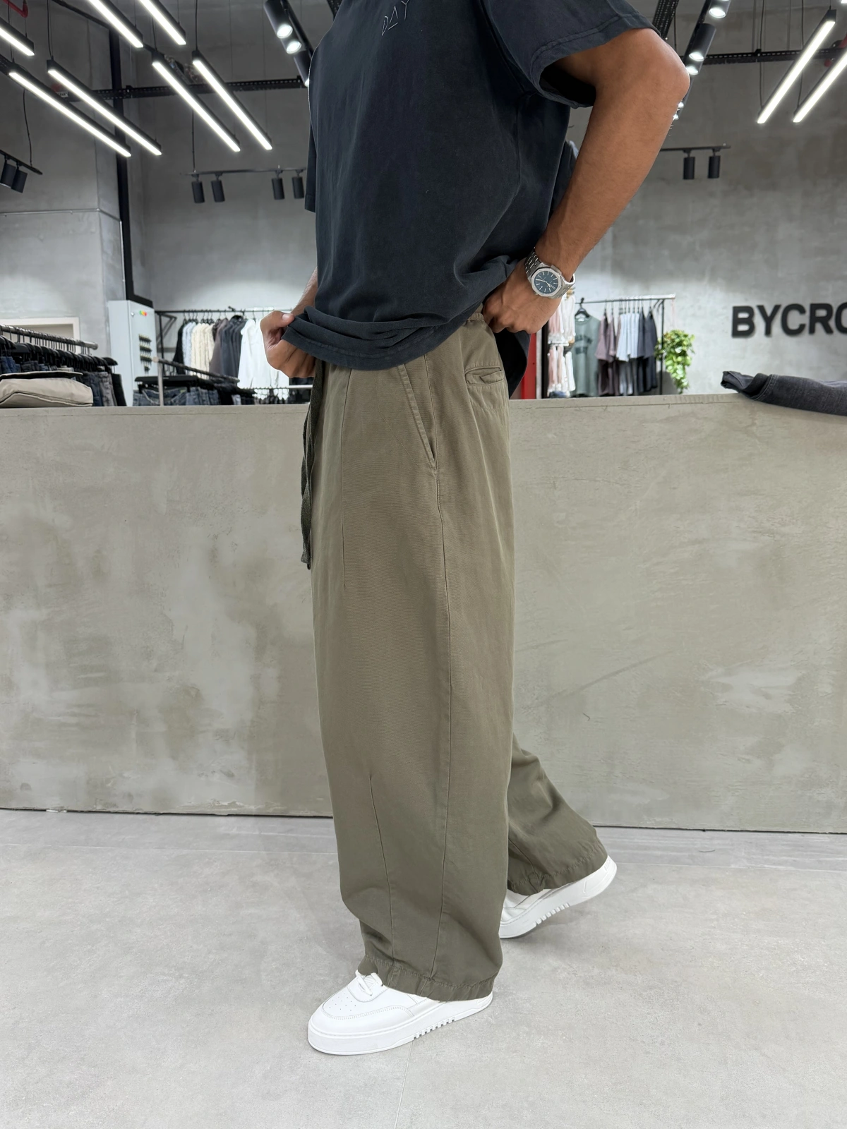 Haki Premium Pileli Süper Baggy