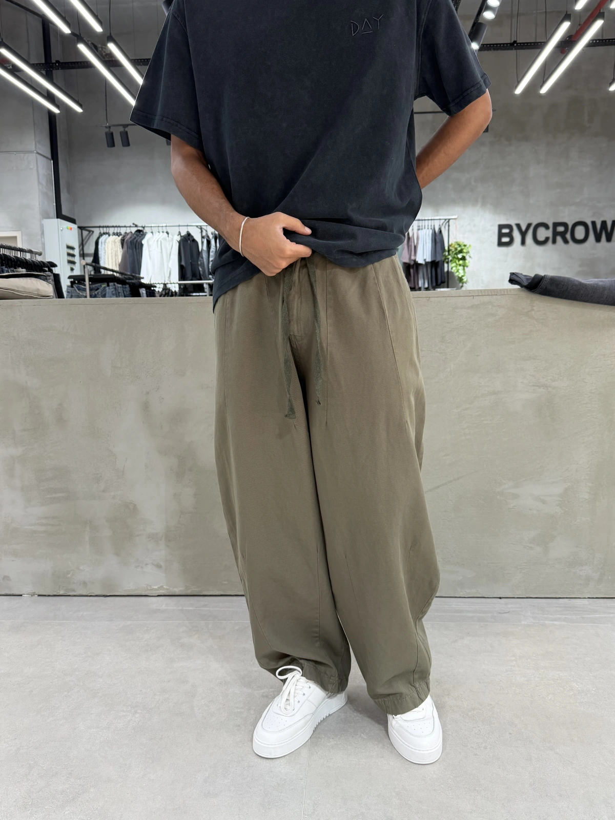 Haki Premium Pileli Süper Baggy