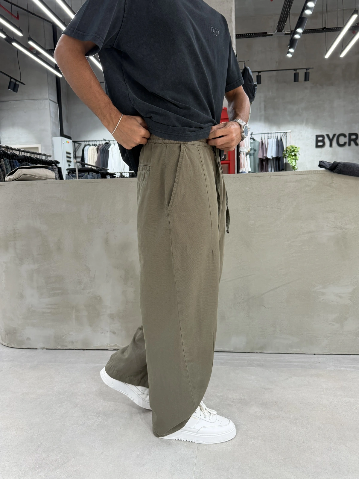 Haki Premium Pileli Süper Baggy